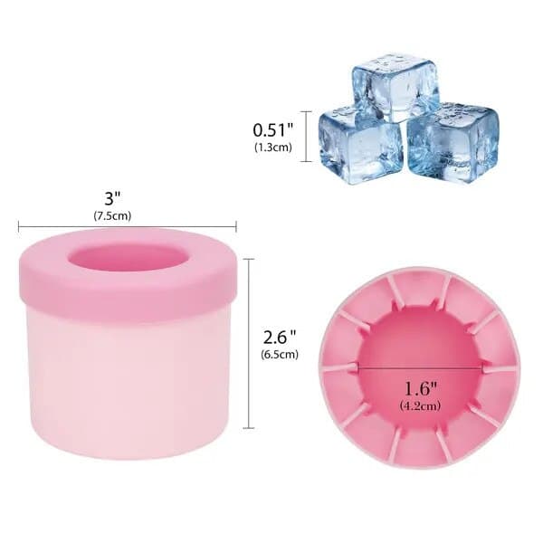 Set med 2 rosa cylindriska isbitsformar i silikon, 40 kuber