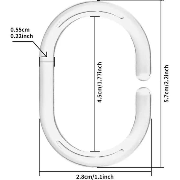 Duschdraperiring, transparent plast, set om 24 stycken
