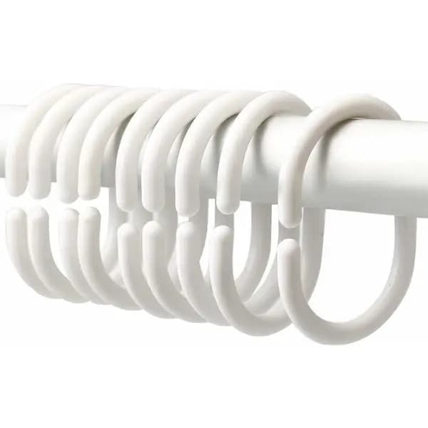 Duschdraperiringar i plast, C-typ, 36 st, vit, 5,2 x 0,5 x 3,7 cm