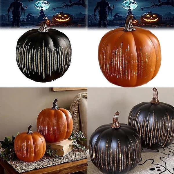 Twinkle LED-lyspumpkins, timerbelyste funklende stjernehimmelglasgræskar store sorte