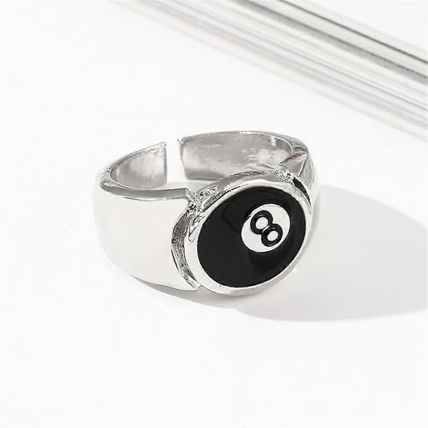 8 Ball Pool Ball Ring, Justerbar Nummer 8 Åtta Pool Biljard RingMSilver