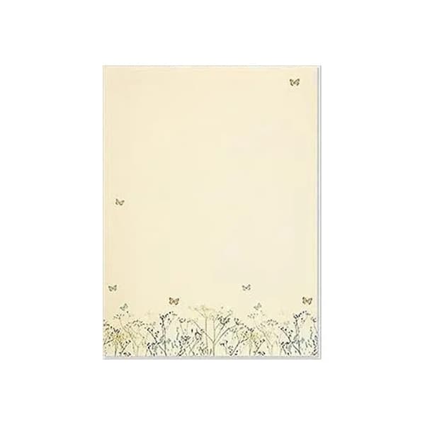 Skrivepapir, sommerfugle- og blomstermønster, guld, standardformat