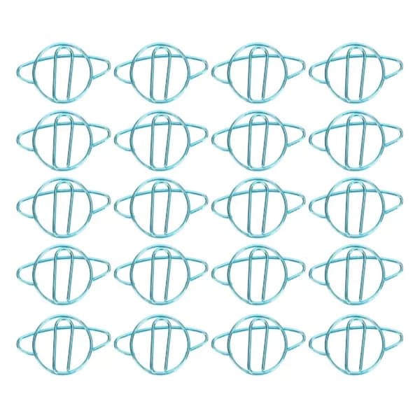 Sæt med 20 papirclips, planetform, blå, 3x1cm