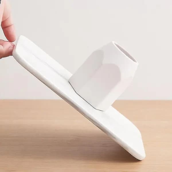 Hvid rund silikone penneholder 9,5x8cm