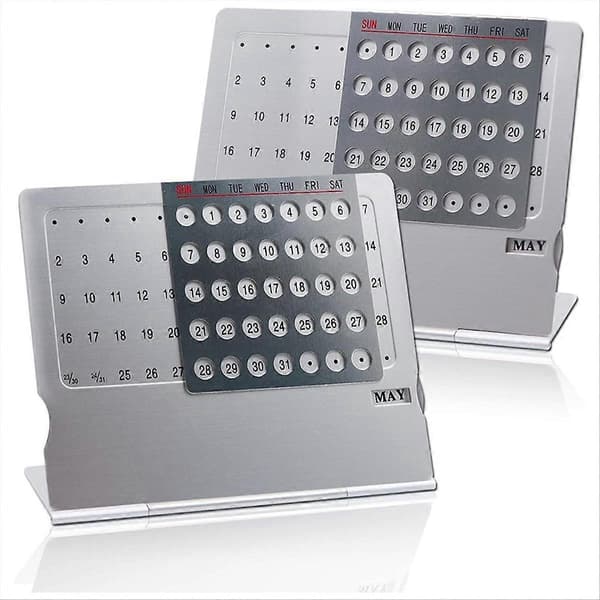 2-pack miniskrivbordskalender, -kalender i aluminiumlegering