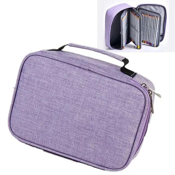 Stort pennfodral, polyester, lila, 21x16x6.5cm