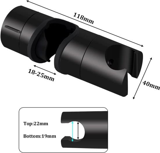 Brusestang - Universal Sort Brusehovedholder til 18-25 mm Brusestang i Solid ABS - Tykkere & Forbedret Version - Brusehovedholder - Mat Sort