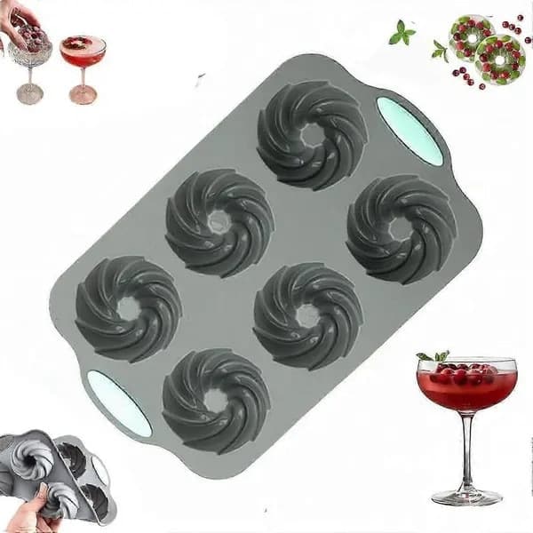Krönt silikonform, 6 hål, flexibel, non-stick, 20x20cm