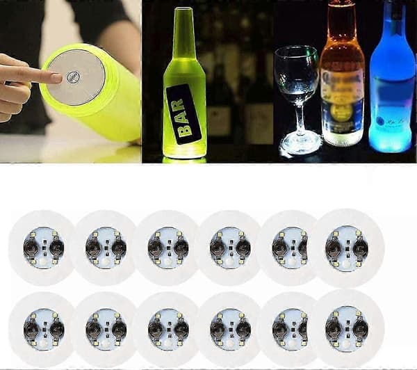 LED Coaster, 12-pak lysende coasters, LED flaskelys -NN