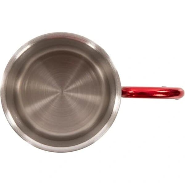Dubbelväggig campingmugg, borstat stål, karbinhake, grå, 80x70mm, 230ml