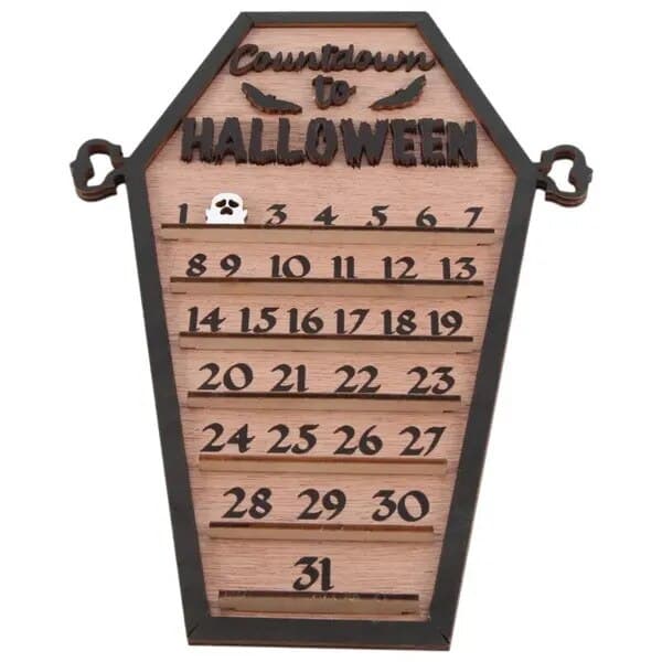 Halloween-julekalender, træ, 31 dage, sort/gul