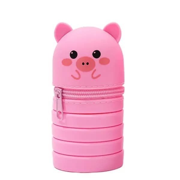 Multifunktionelt foldbart silikone penalhus pink 17x6.5cm