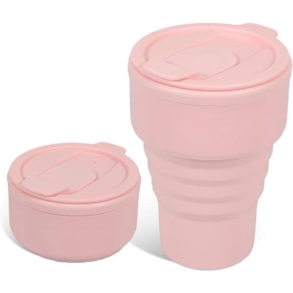 Vikbar kopp, 350 ml, silikon, rosa