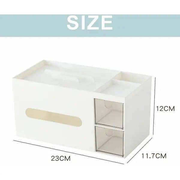 Multifunktionel rektangulær servietholder, plastik, 23x12x12cm