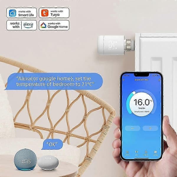 TRV16-WiFi Radiatorventil WiFi Smart Termostatstyrenhet APP-kontroll Värmesystem