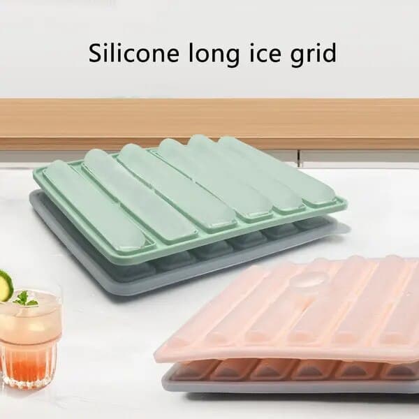 Set med 2 isbitsformar, silikon, flexibla, flerfärgade, 21x16,5cm