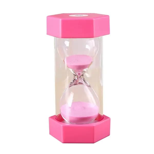 Timglas, 20 minuter, hållbart plastfodral med glasrör, rosa