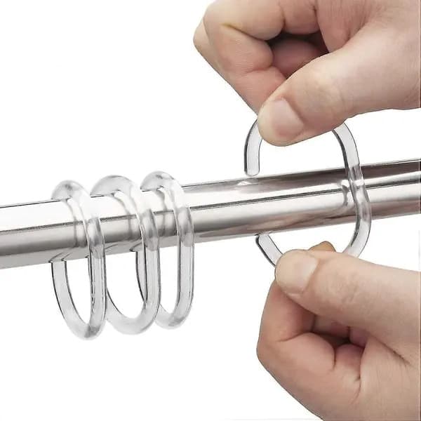 Duschdraperi C-ring, transparent plast, insida 4,5 cm x 2,9 cm, set om 6 stycken