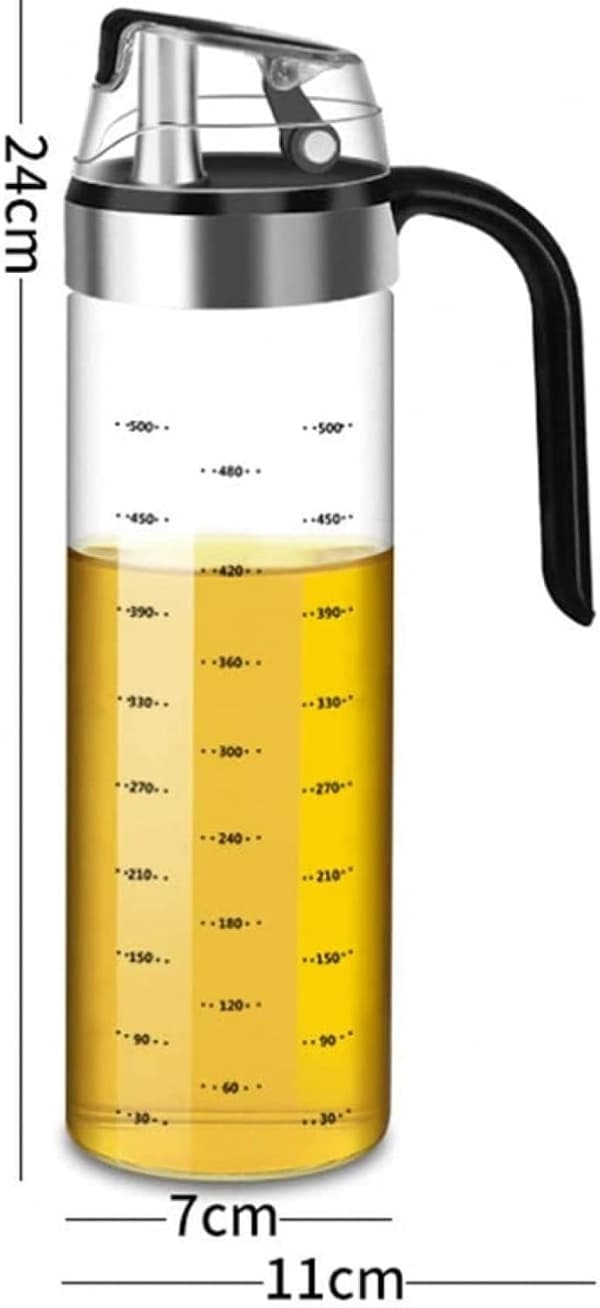 Oliekande 550 ml, olivenoliedispenser, eddikeflaske, automatisk åbning og lukning, 2 stk.
