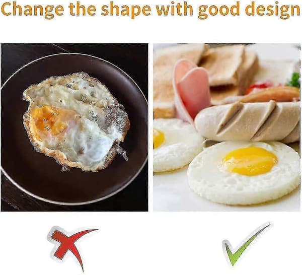 Æggering i rustfrit stål, 4 stk. omeletform i rustfrit stål, æggetilberedning -NN