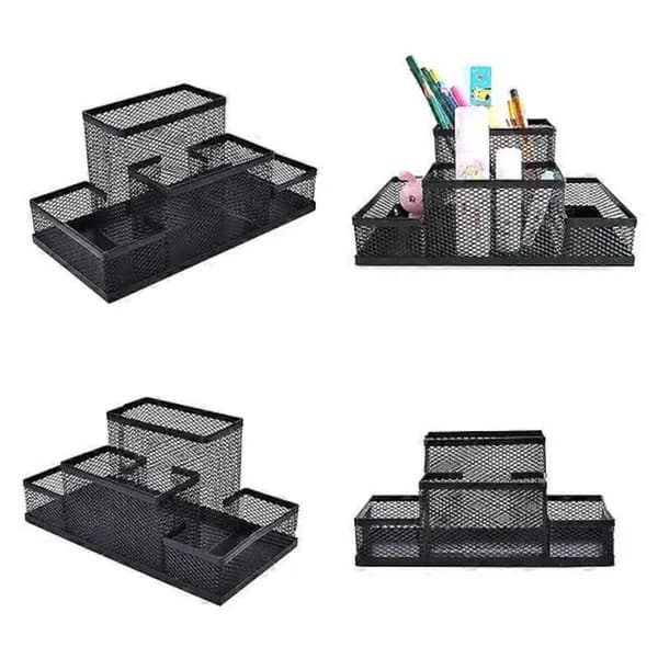 Multifunktionel sort metalnet skrivebordsstativ 20x10x9.5cm