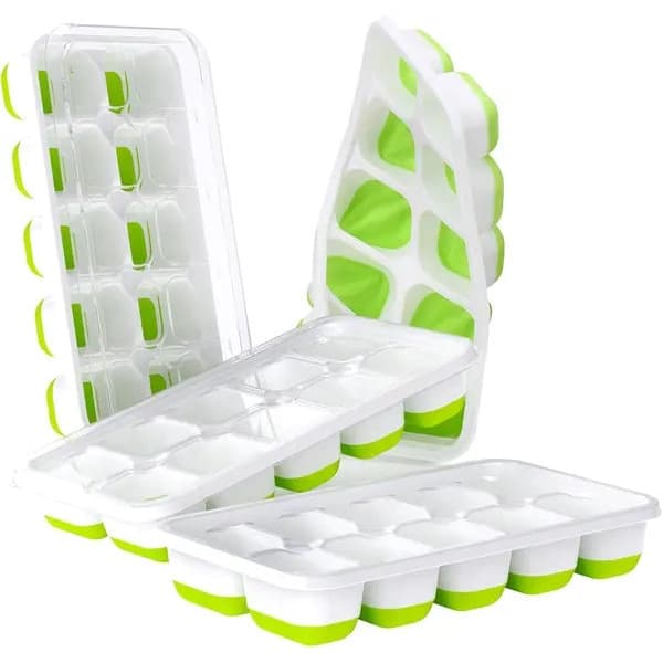 Set med 4 isbitsformar i silikon med lock, 14 kuber, 27 ml, transparent, 4x14 kuber