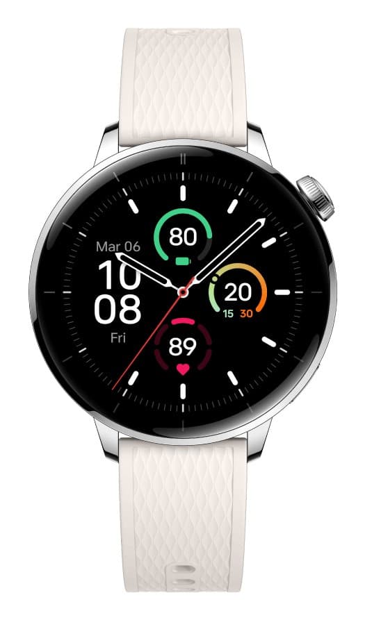 OnePlus Watch 3 43mm Silver (Vit Gummiband)