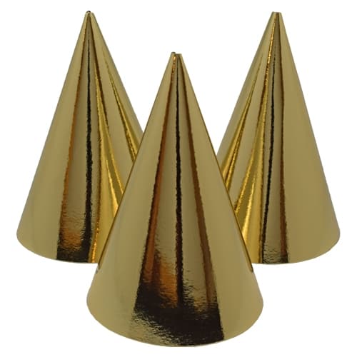 Party Hat Foil Gold 6-Pack