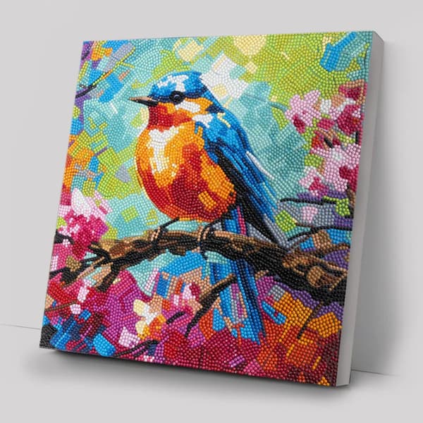 Crystal Art Kits Canvas 30x30 cm Spring Robin
