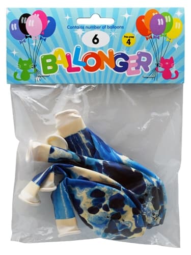 Ballonger 30 cm Marble Blue 6-Pack