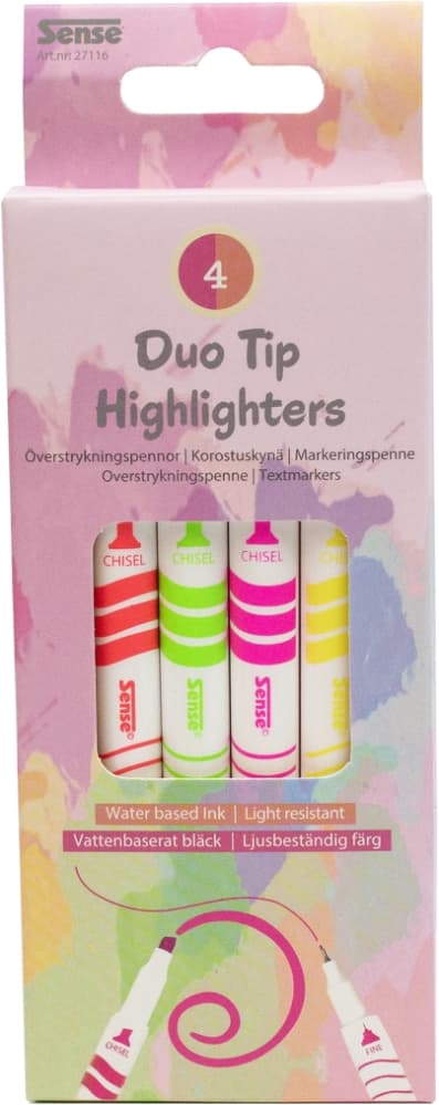 Sense Duo Tip Highlighter 4-pak
