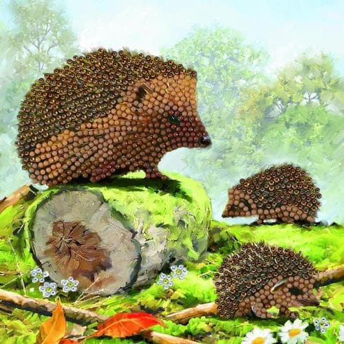 Crystal Card Kit 18x18 cm Happy Hedgehogs