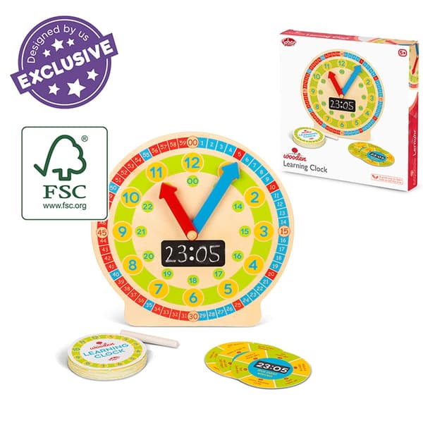 Wooden Learning Clock, Lär dig Klockan