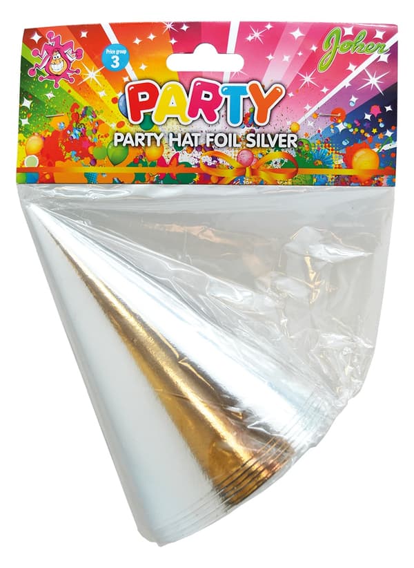 Partyhatte Folie Sølv 6-pak