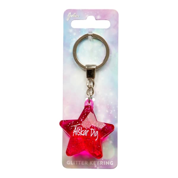 Nøglering Glitter Star Elsker Dig