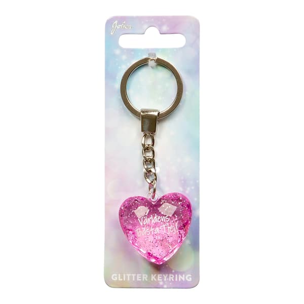 Nøglering Glitter Hjerte Verdens Bedste