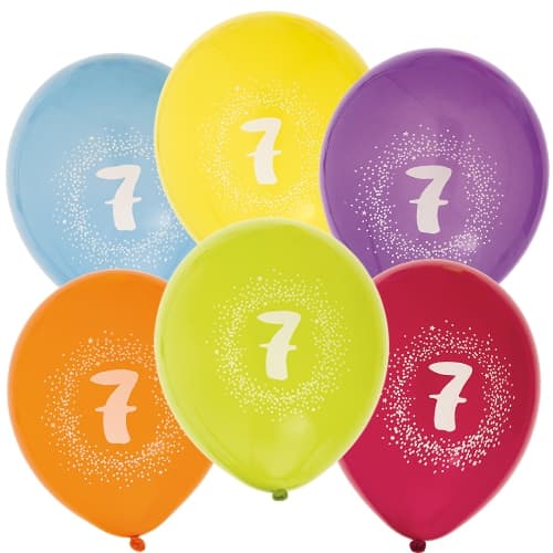 Ilmapallot 30 cm Numeropallo 7 vuotta, 6 kpl