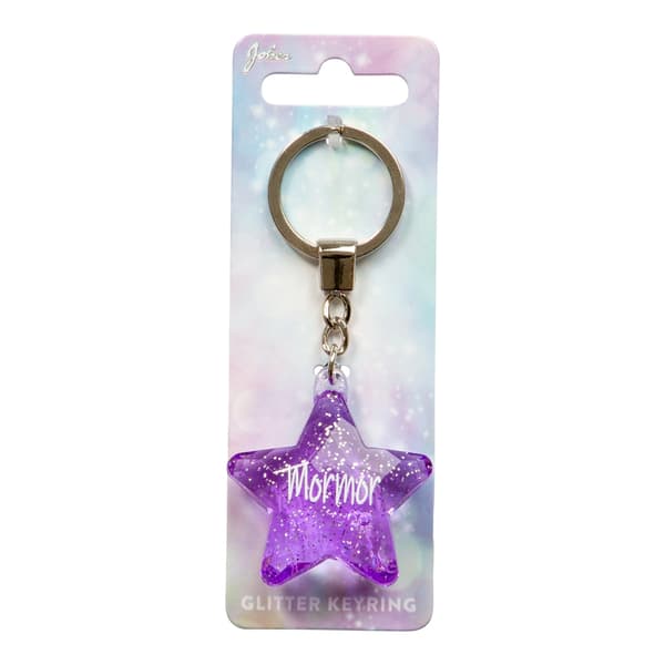 Nøglering Glitter Star Bedstemor