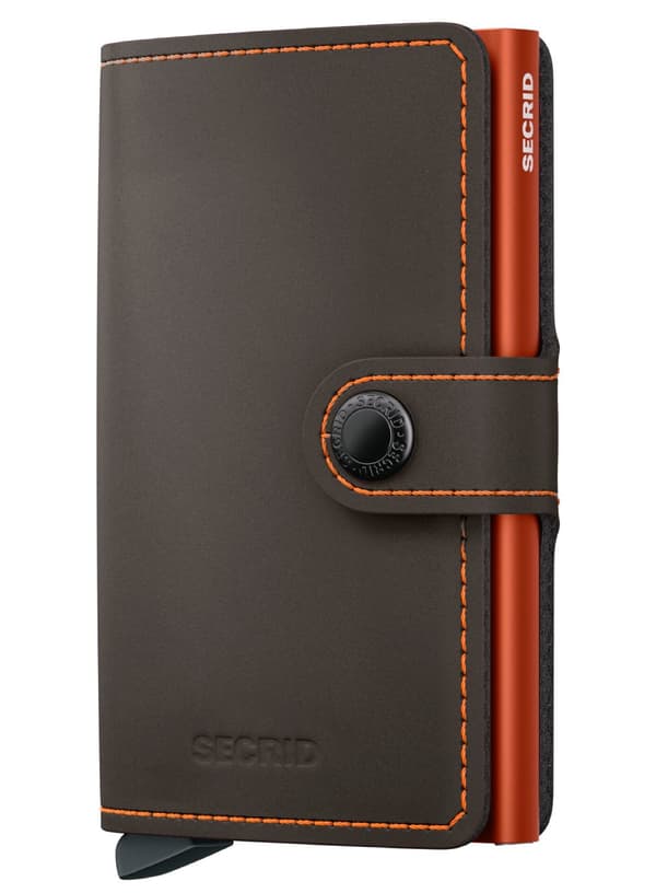 Kompakt RFID-plånbok Secrid Miniwallet Matte - tryffel / orange