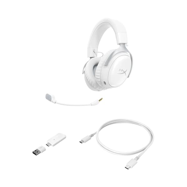 HyperX Cloud III S trådløse hovedtelefoner med mikrofon, over-ear, hvid