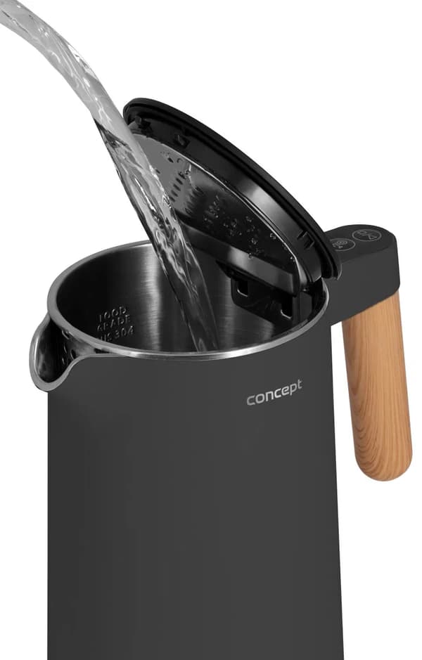 Trådløs elkedel i rustfrit stål CONCEPT DOUBLE WALL MØRKEGRÅ 1,5 l