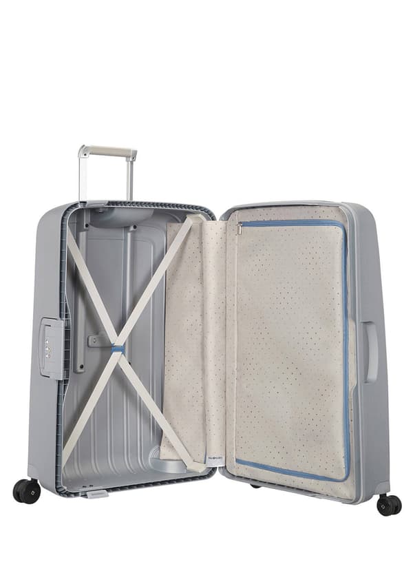 Stor XL Samsonite S'Cure kuffert 138 l - sølv