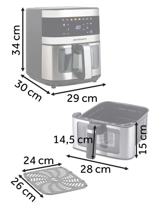Airfryer BERDSEN BD-656 9.1l 7 forudindstillede programmer Sølv