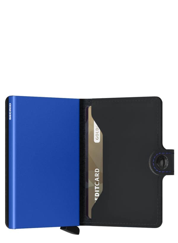 Elegant RFID Secrid Miniwallet Matte - mat sort / blå
