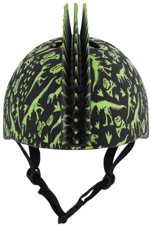 RASKULLZ T-Rex Bonez Mohawk Cykelhjelm Sort/Grøn til Børn (størrelse S)