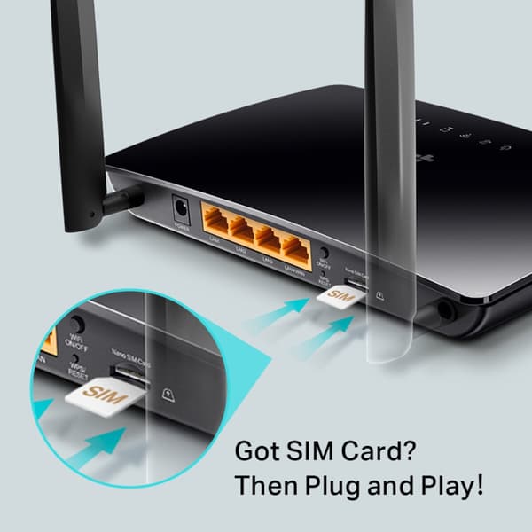 Router TP-LINK TL-MR150 2.4 GHz, SIM-kortplads