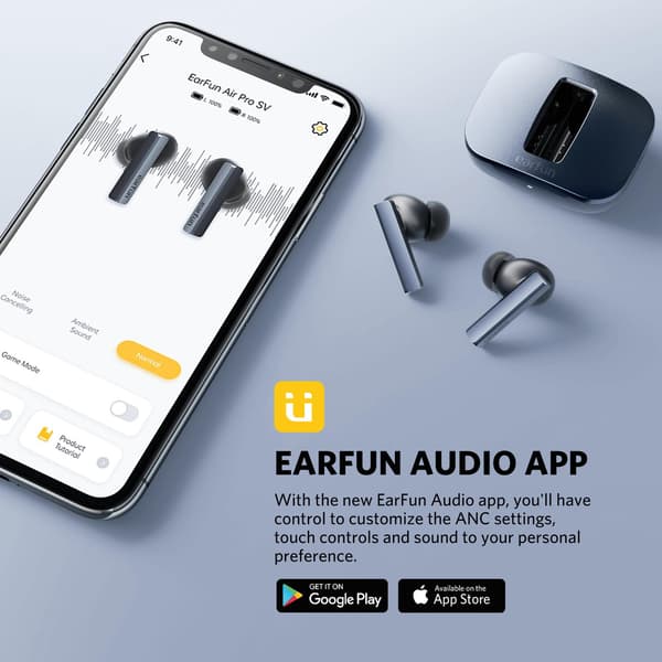 Earfun Air Pro SV trådløse in-ear hovedtelefoner Bluetooth 5.2 Sort