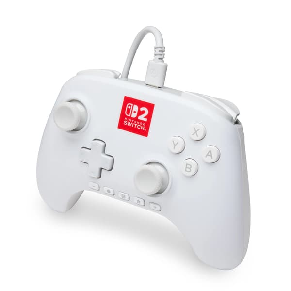PowerA Advantage Wired Controller Lumectra White -ohjain Nintendo Switch 2:lle, langallinen