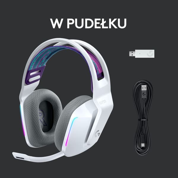 Logitech G733 Lightspeed Hovedtelefoner Hvid (981-000883)