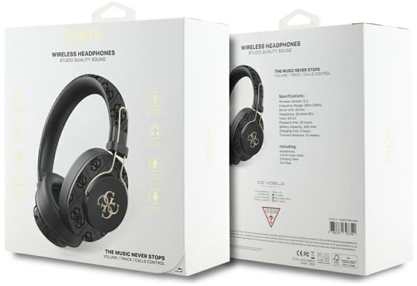 GUESS Metal 4G Logo On-Ear Hovedtelefoner Sort